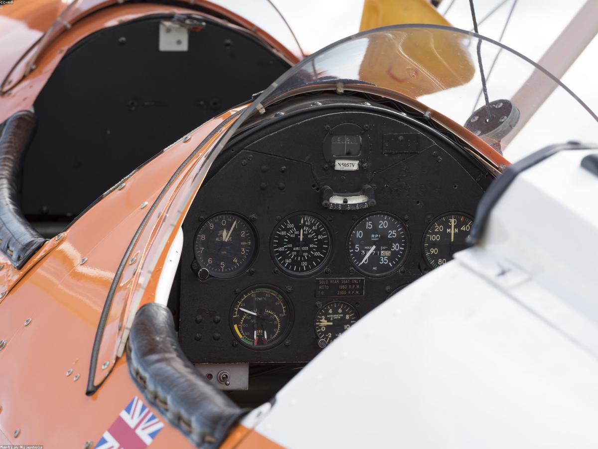 Close-up of aircraft cockpit instrument dials